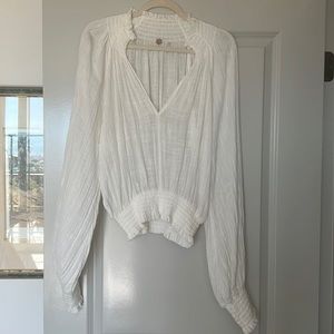 FP One Solid smocked top. Size M.  Ivory